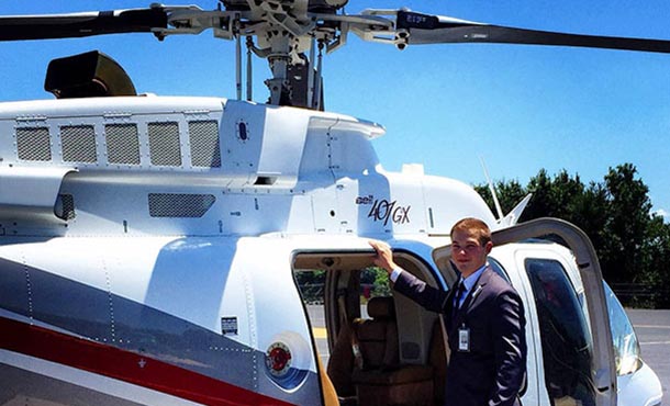 Jason Cornelius boarding a Bell 407GX for a ride over Dallas, TX.