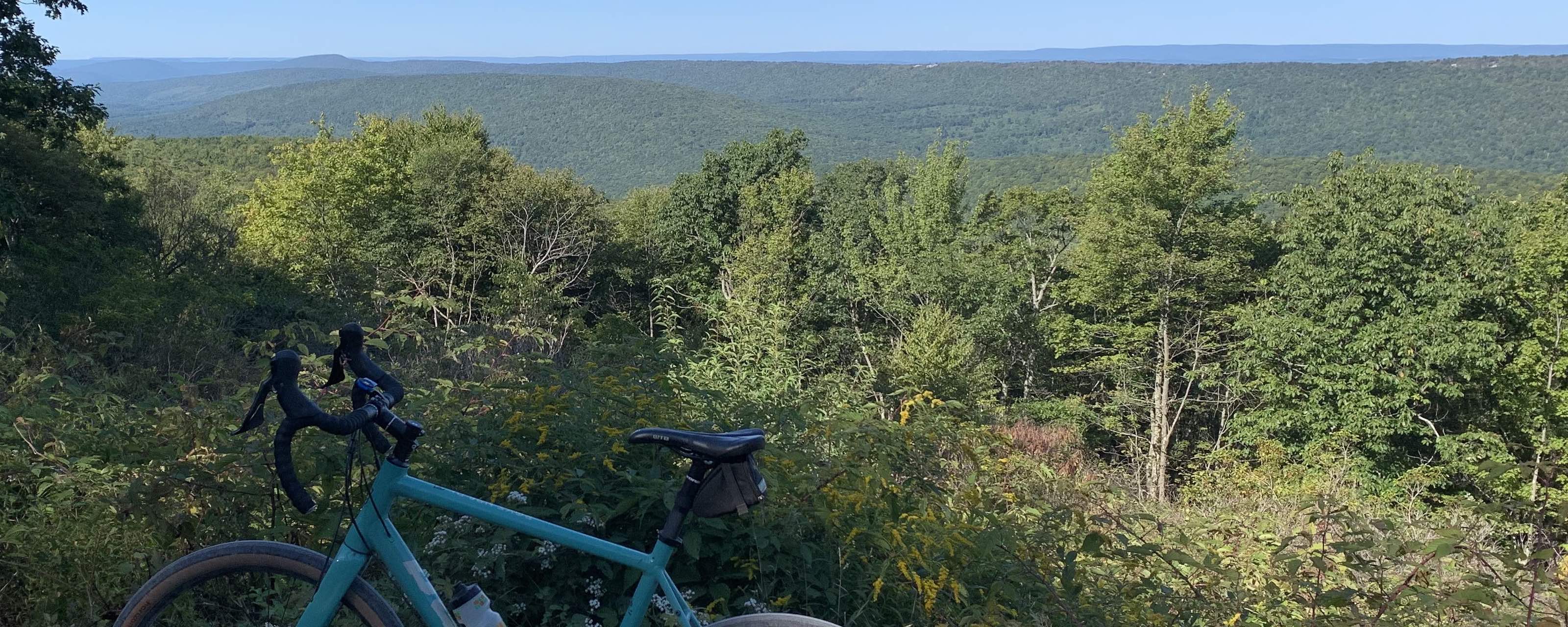 My bike on Bear Gap Road, Rothrock State Forest, PA. Photo by Jack Langelaan, 2020