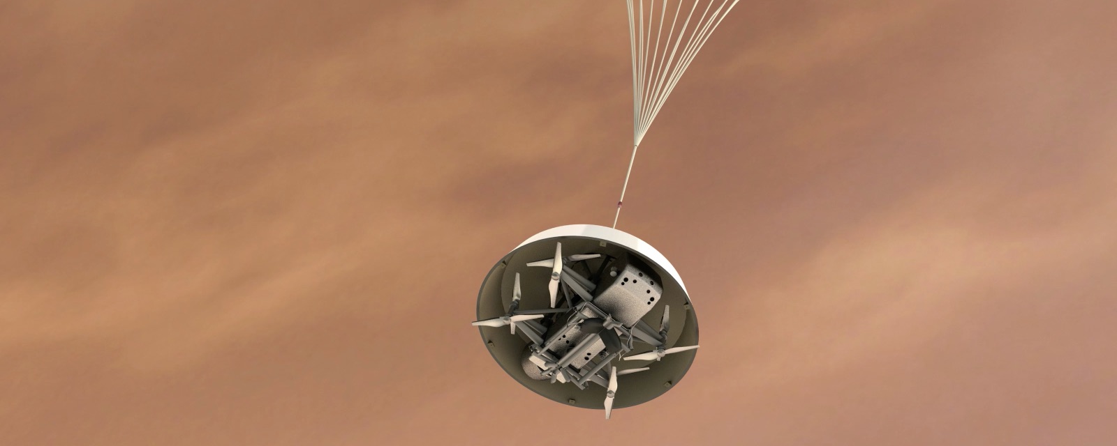 Dragonfly during entry at Titan. Image credit: Johns Hopkins APL