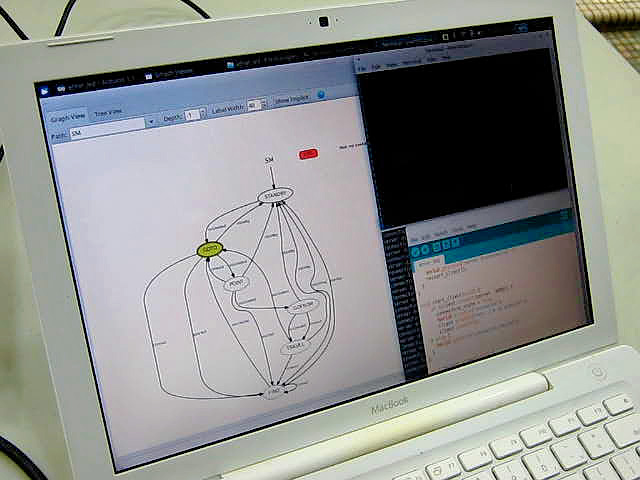 [Photo] Diagram of state machine in action during a test a the swimming pool.